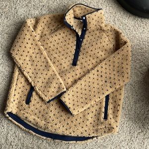 VINEYARD VINES Quarter-Zip Pullover Tan & Navy Polka Dot Size Women’s XLarge